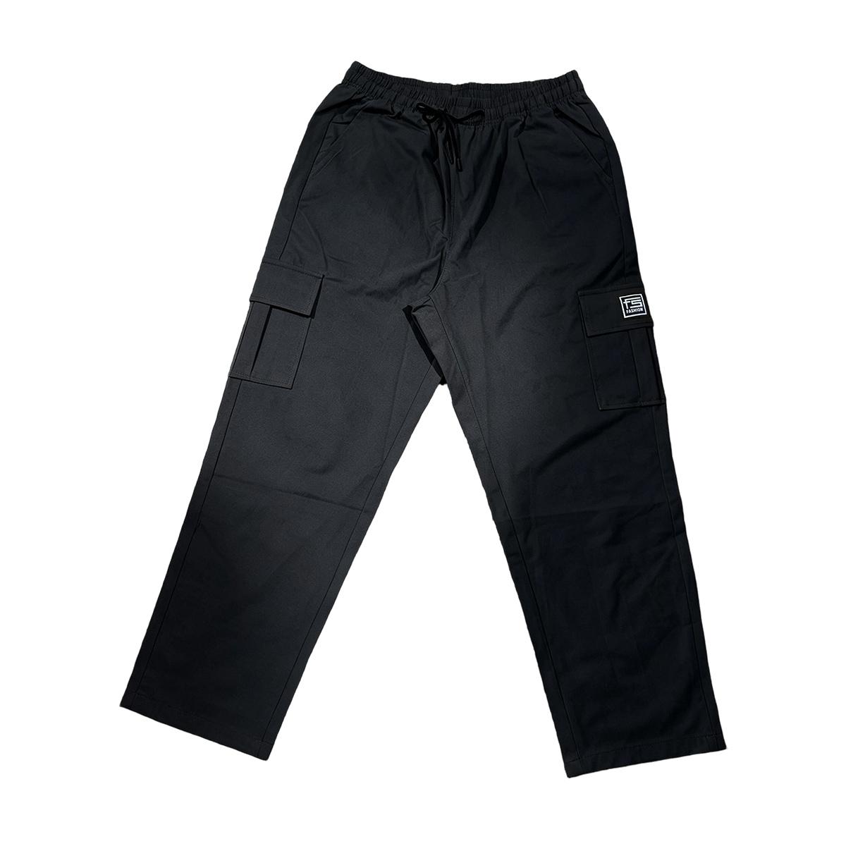 TOOTD Premium Menswear Clothing - Men's Loose-Fit Polyester Cargo Pants, Ankle Length, Workwear, Minimalist Design, Comfortable Easy-Care, Slight Stretch, Stylish Plain Label Casual Trousers