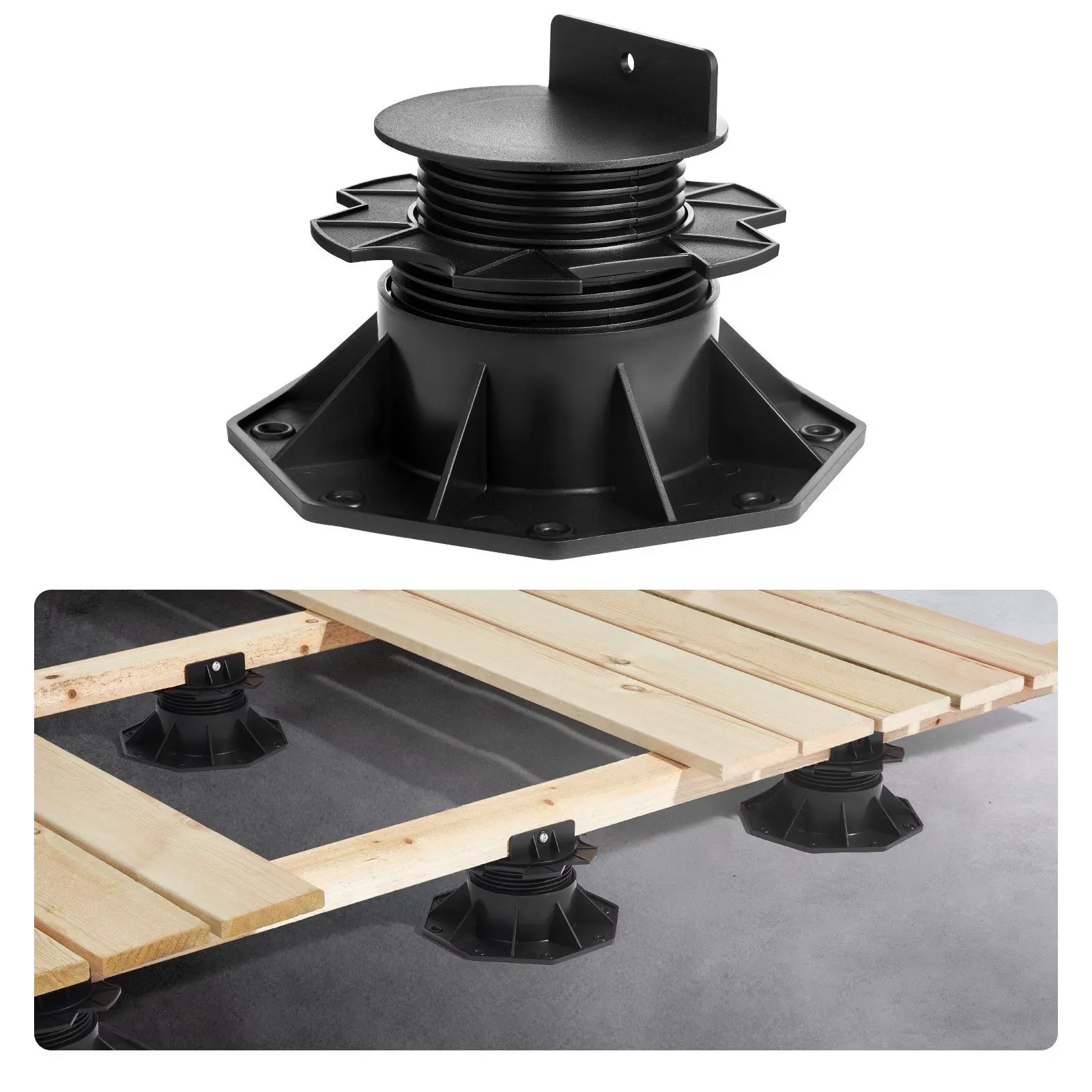 VEVOR 24 Pcs Adjustable Deck Support Pedestal Deck Foundation Base Rising 2.36-5.31 in