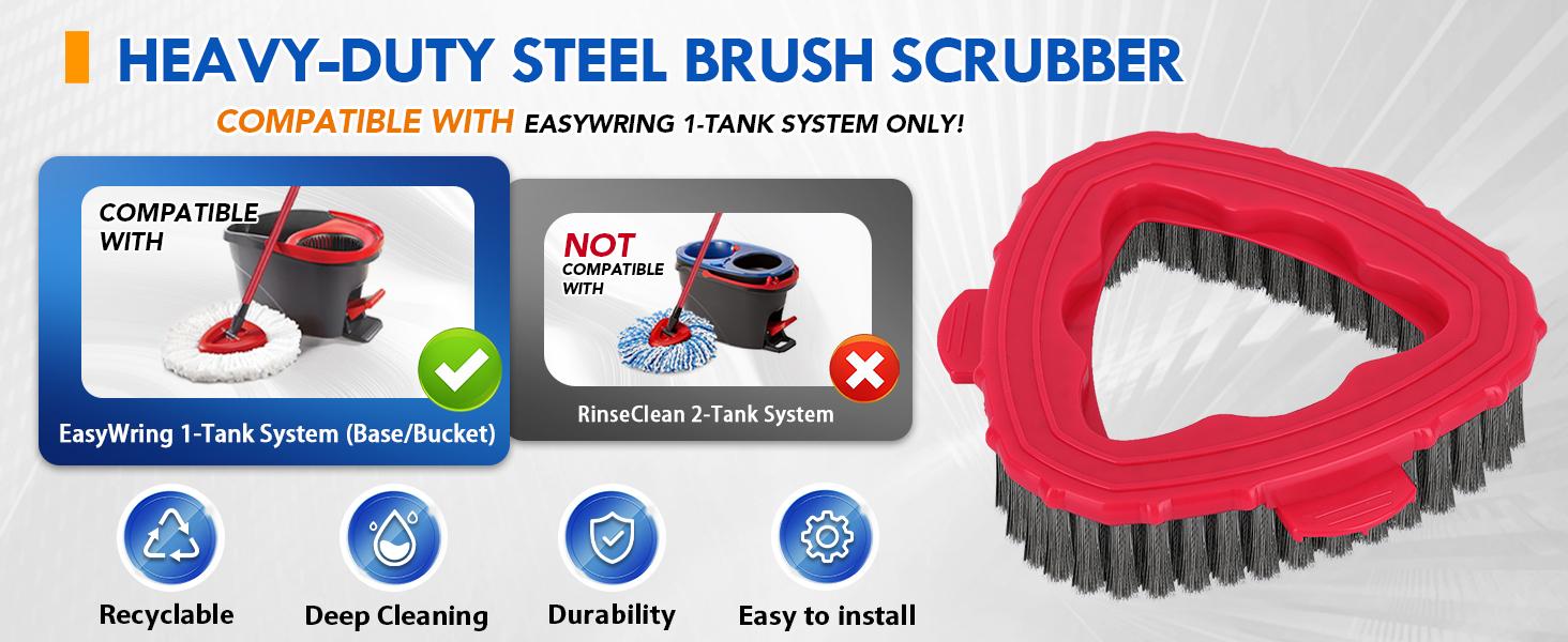 For O-Cedar Scrub Brush Head Replacement, EasyWring 1 Tank System Mop Scrubber Head for Floor and Tile Cleaning, Mop Accessories