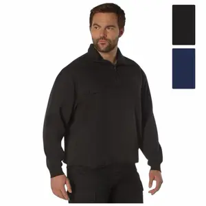 Rothco Firefighter EMS Quarter Zip Job Shirt Menswear Long Sleeve Fleece with Mic Clips Cargo Pockets 7650 Black 7750 Midnight Navy Blue Cotton Polyester Soft Pullover Workwear