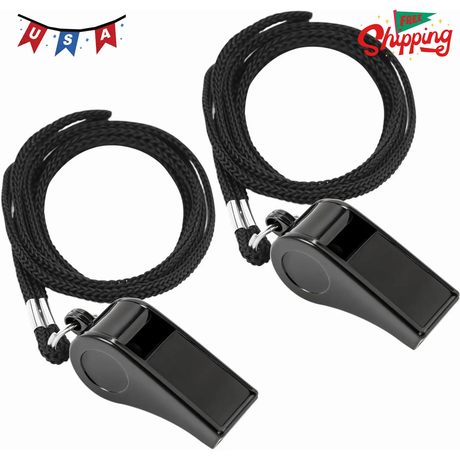 2PCS Sports Whistles with Lanyard 2PCS Sports Whistles with Lanyard