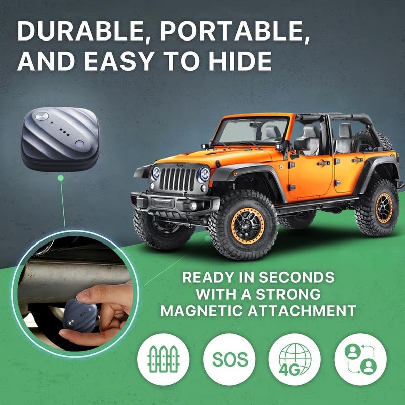 Small Vehicle GPS Tracker - Waterproof 4G LTE + Apple Find My Compatible, for Car/Person/Pet/Item Tracking (Worldwide Coverage) | Smart Alerts, Discreet Tracking Device (Subscription Required)