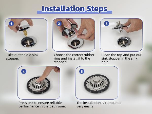 Hibbent Bathtub Drain Stopper with Visible Top Hair Catcher, Innovative 3 in 1 Pop-up Bathtub Strainer Fit for Standard 1.5 to 2.4in Drain Hole, with Detachable Stainless Steel Filter Basket, Chrome