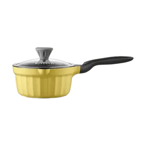 BUYDEEM Non-Stick Saucepan with Glass Lid, 18cm "Goose Yellow" CP141 - Baby Food Pot, Multi-functional Fry & Boil Pan for Induction Cooktops, Perfect for Soups & Noodles