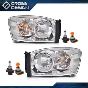 CROSSDESIGN FIT FOR 2006-2009 DODGE RAM 1500 2500 3500 CHROME HOUSING CLEAR CORNER HEADLIGHT