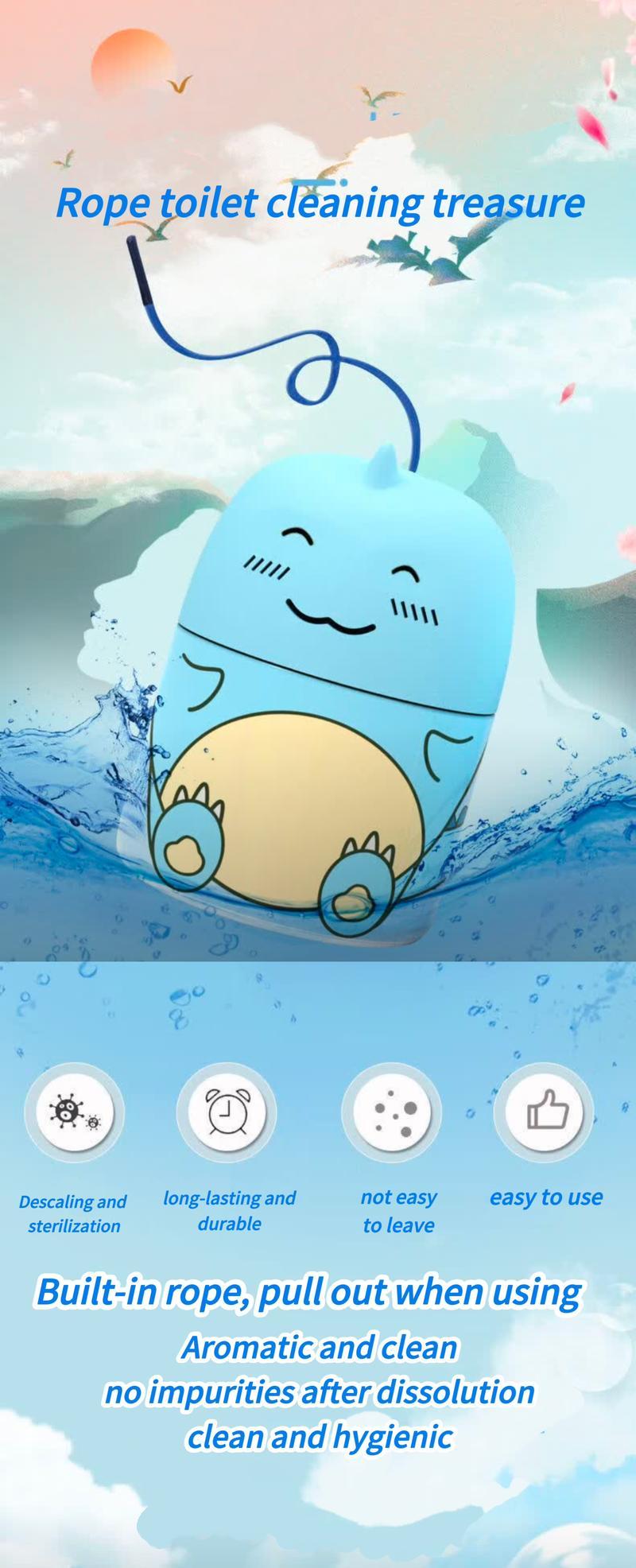 3PCS Toilet Bowl Cleaner Bottle, Cute Dinosaur-Shaped Bathroom Toilet Tank Cleaner with Ocean, Jasmine, and Peach Scent full head coverage