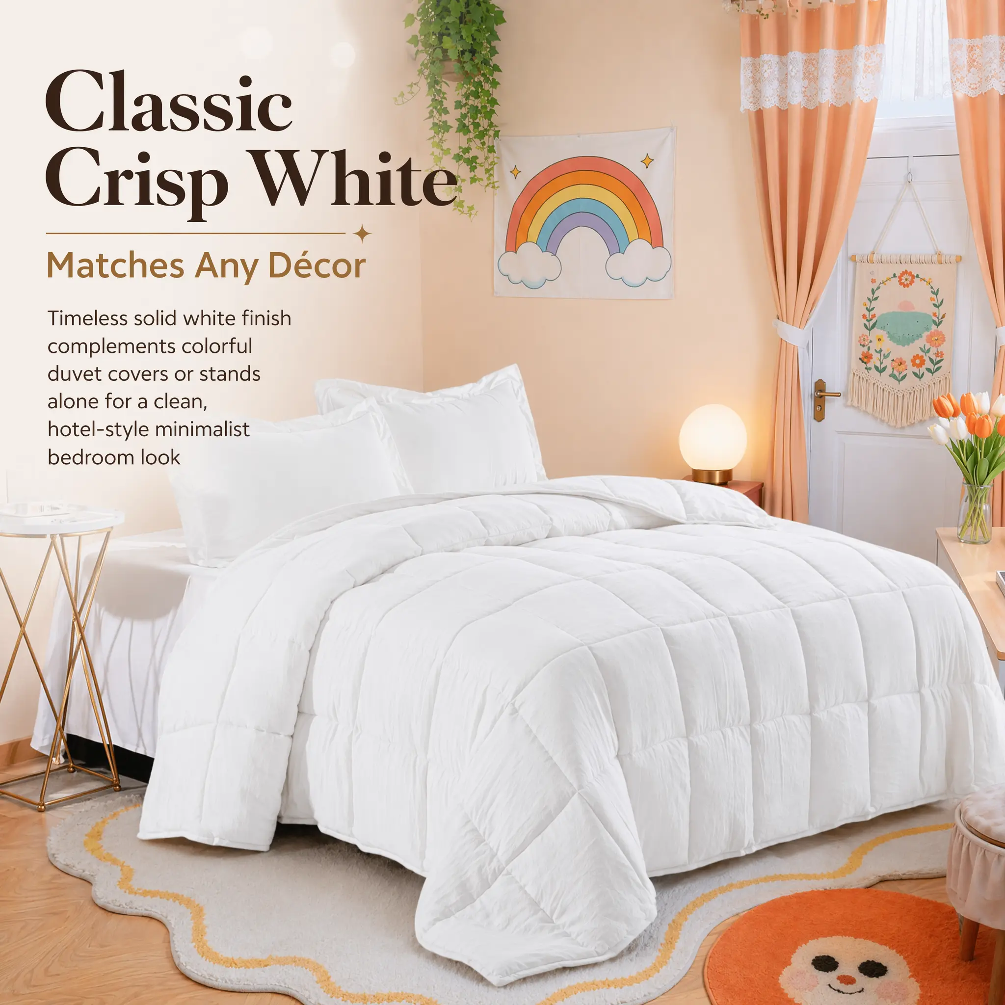 Cosybay Comforter Duvet Insert White- Comforters Set Twin Size(1 Comforter + 1 Pillowcase), All Season Duvet, Down Alternative Bedding, with 8 Tabs, Gifts for Women & Men & Kids & Bedroom, Twin 88 x 68 Inches,#halloweenfinds #tiktokshopbacktoschool