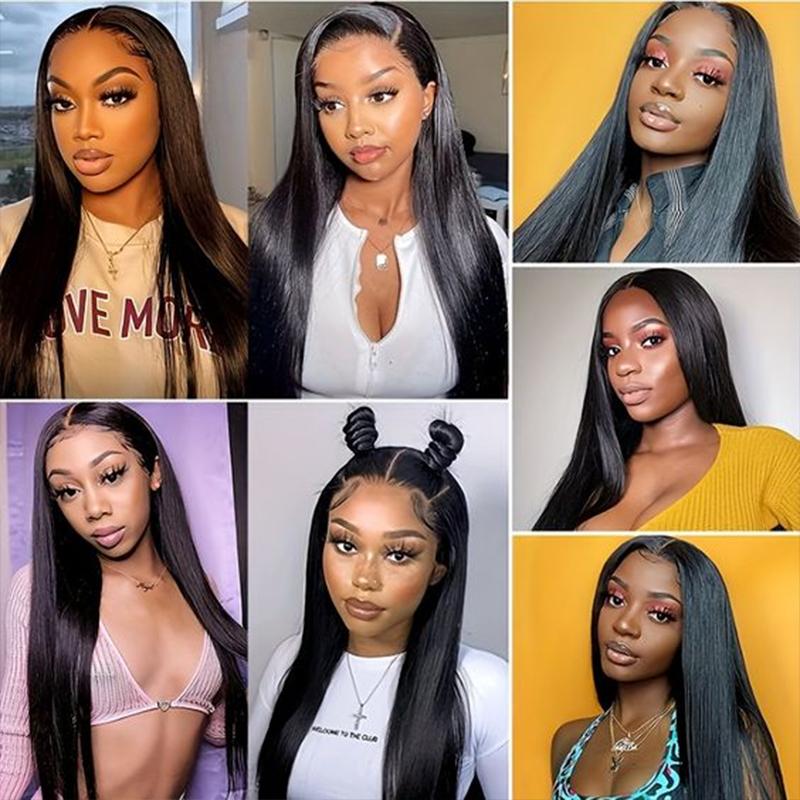 Bling Hair Straight Lace Front Hair Wigs 13x4 13x6 Lace Frontal Human Hair Wig for Women Brazilian Natural Black Hair 180% Density Pre-Plucked Hair Wig TikTokShopBlackFriday