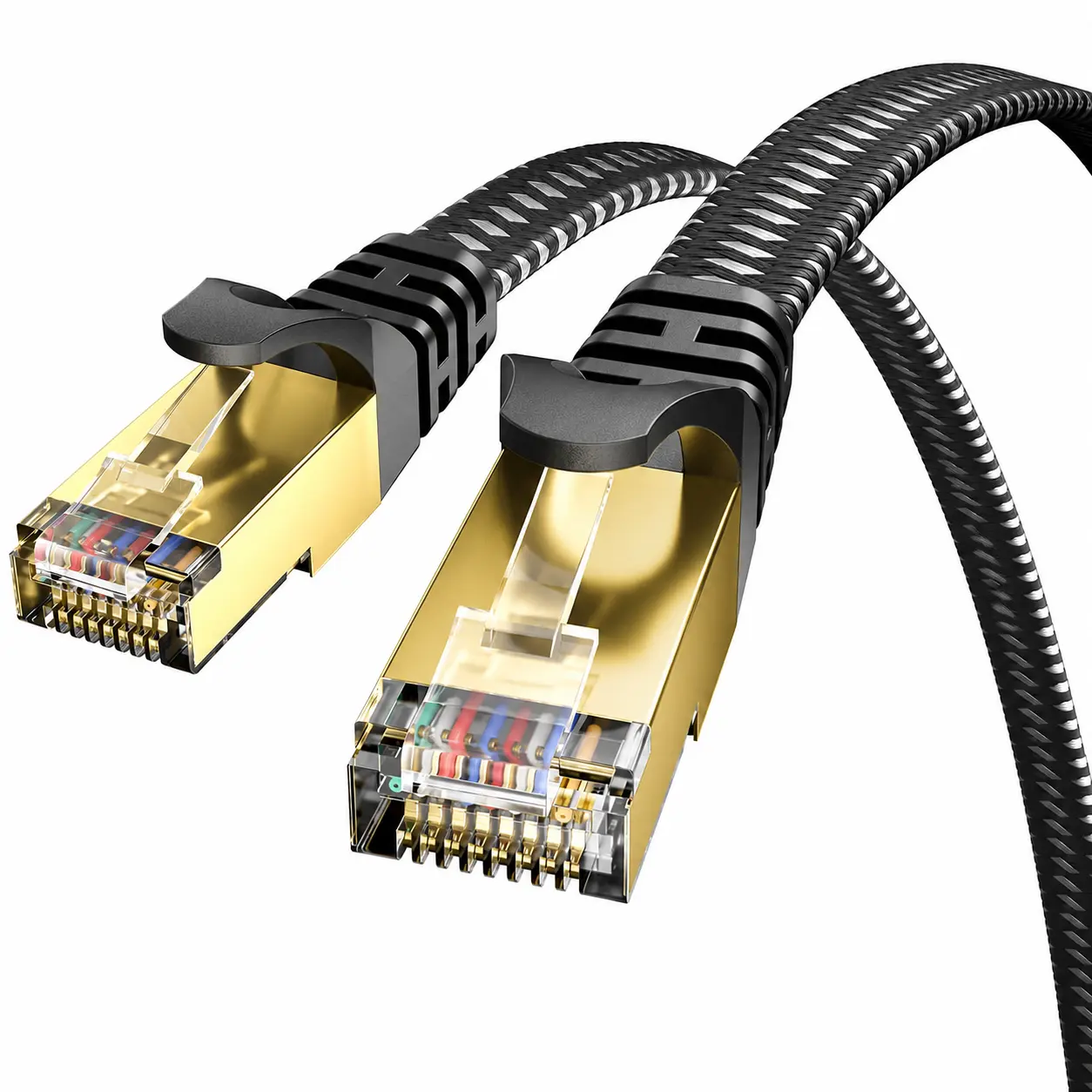 YYTEEK Cat 8 Ethernet Cable 100FT, Braided Shielded RJ45 Network Cord, 40Gbps 2000Mhz High-Speed Heavy-Duty Indoor LAN Cable for Gamer Stuff, PC Gaming Setup, PC Accessories, Streaming Consoles, Modem, Pcs, Consoles
