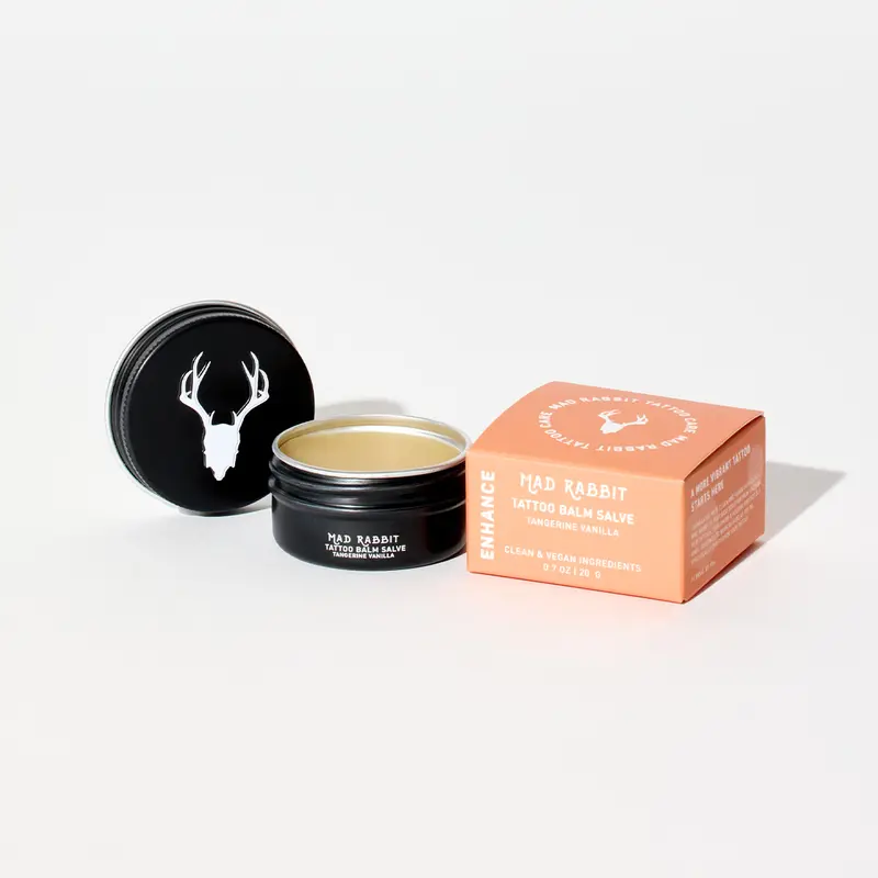Mad Rabbit Tangerine & Vanilla Balm Salve - Tattoo Balm & Aftercare Cream, Color Enhancement that Revives Old Tattoos, Hydrates New Tattoos