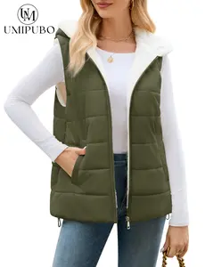 UMIPUBO Womens Sherpa Fleece Vest Warm Sleeveless Jacket 2025 Winter Coat Fall Zip Up Hoodie Reversible Outwear with