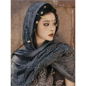 Dune Wasteland Hooded Shawl with Viking Brooch, Medieval Cloak, Renaissance Costume Accessory, Cosplay, All Seasons Wear