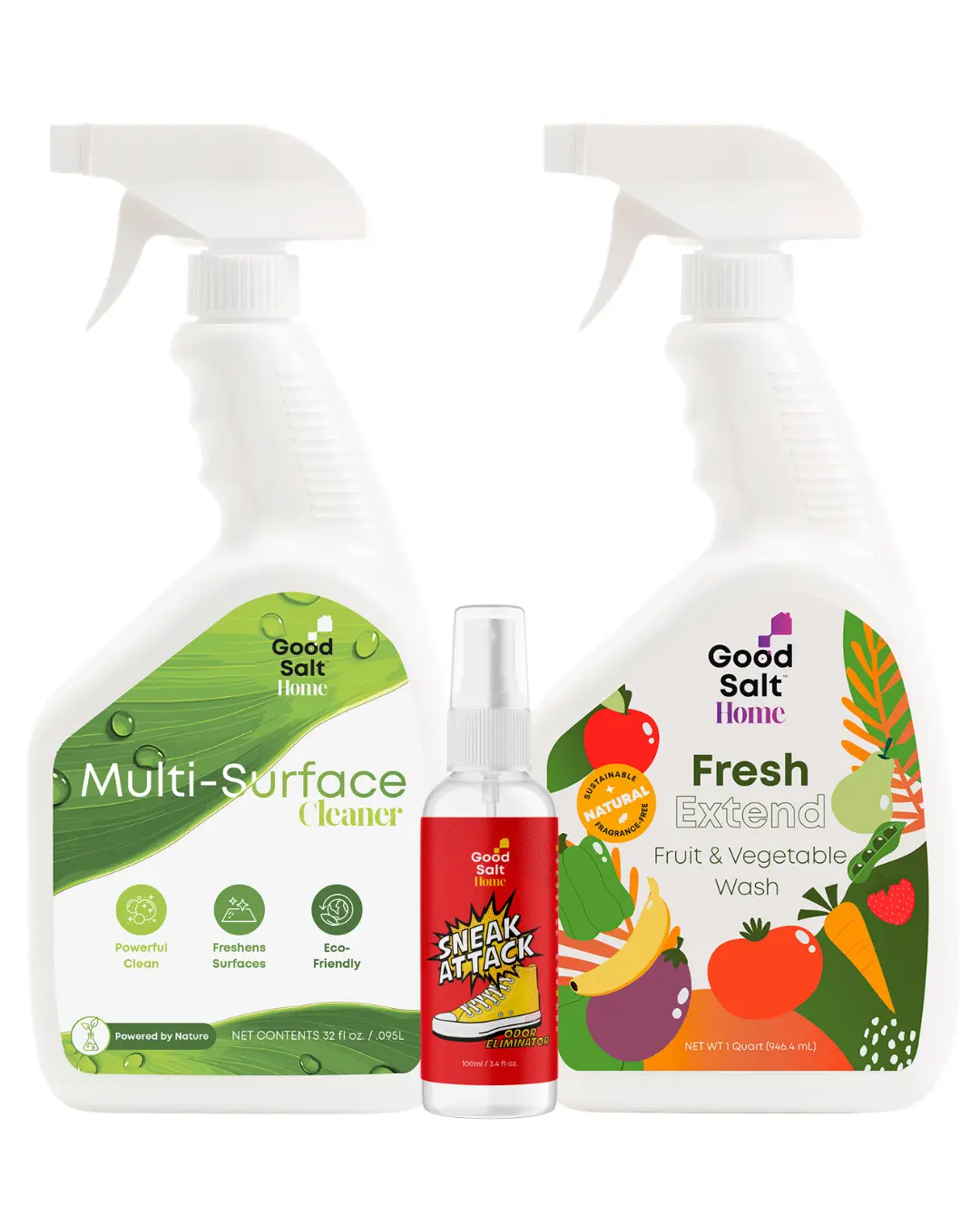 Fresh Home Formula Bundle - Multi-Surface Cleaner + Fruit & Veggie Wash, Gentle Everyday Cleaning with Free Sneak Attack Spray Gift