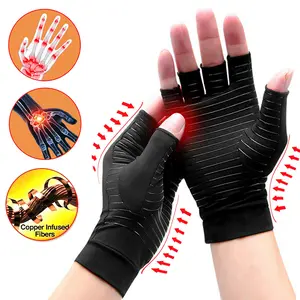 Copper Anti-Arthritis Compression Gloves Half-Finger Gloves Hand Wrist Brace Support Joint Pain Relief S/M/L