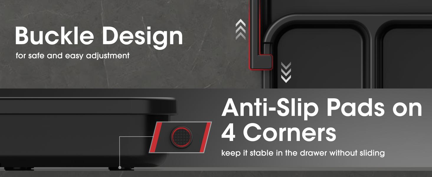 Silverware Organizer - Expandable Kitchen Drawer Organizer, Adjustable Utensil Organizer, Cutlery Tray for Forks, Knives, Multipurpose Kitchen Organizers and Storage Solution, Black, Medium