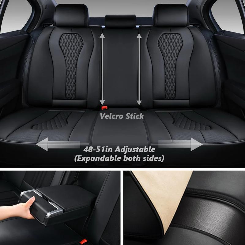 Coverado SCU018 Rear Seat Covers Car Back Seat Covers Waterproof Premium Leather Auto Seat Protector Universal Fit Red B8839 Composite Leather
