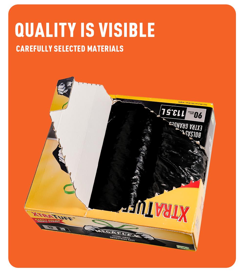 30 Gallon Boxed Disposable Non Tear Large Drawstring Trash Bags, Black For Large Kitchen Trash Can, Ultra Strong 90 Count 113.5L Garbage bag,Multipurpose Cleaning Supplies For Industrial, Garden, Home, Commercial - Durable, Leak-Proof, Easy To Use