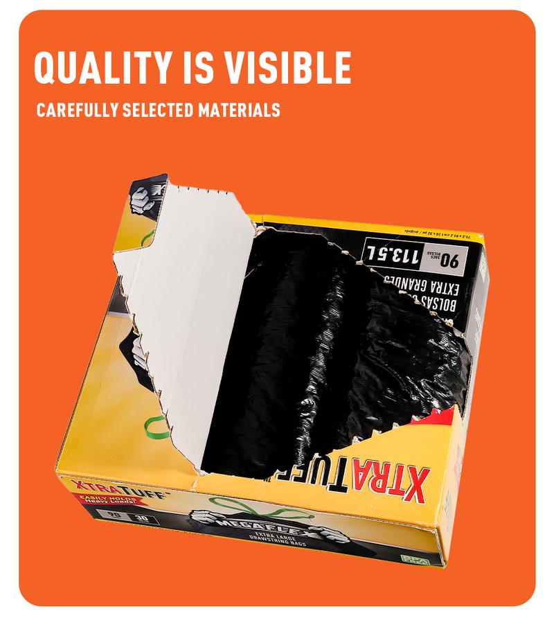 30 Gallon Boxed Disposable Non Tear Large Drawstring Trash Bags, Black For Large Kitchen Trash Can, Ultra Strong 90 Count 113.5L Garbage bag,Multipurpose Cleaning Supplies For Industrial, Garden, Home, Commercial - Durable, Leak-Proof, Easy To Use