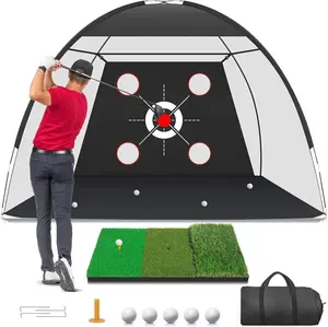 Golf Net, 10x7FT with Golf Practice Mat, Hitting Aid Nets for Backyard Driving Chipping Training Swing with Targets Outdoor or Indoor– Gifts for Men/Dad/Him