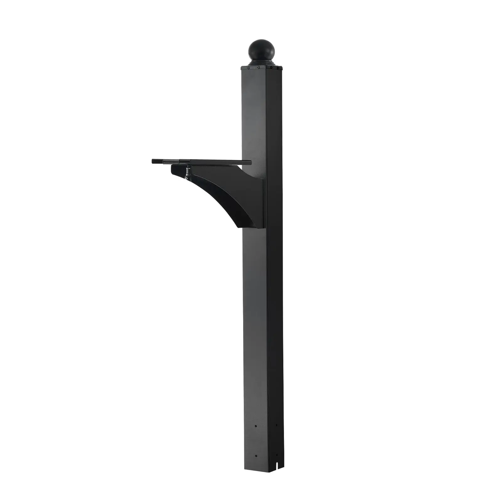 In-Ground Aluminum Mailbox Post Kit - 56.31x21.26x5.94in (1430x540x151mm), 4x4in Black Post with Mounting Plate, 6.1kg (13.45lbs), 13.45 Lbs