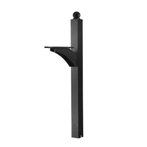 In-Ground Aluminum Mailbox Post Kit – 56" x 4" x 4" Black Post with Mounting Plate