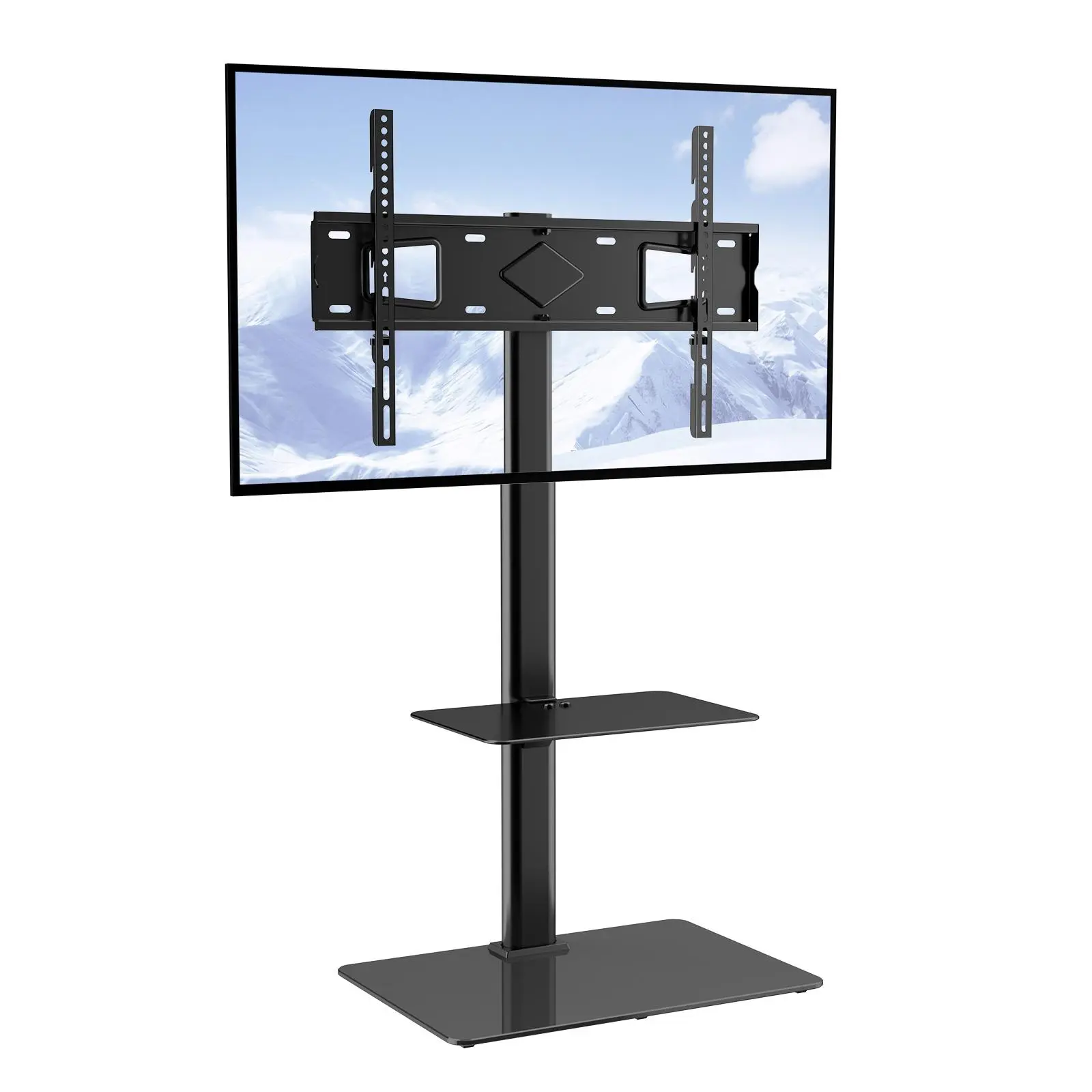 【SummerFinds】VEVOR TV Stand Mount,  , Swivel Tall TV Stand for 32 to 65 inch TVs, Height Adjustable Portable Floor TV Stand with Tempered Glass Base for Bedroom, Living Room