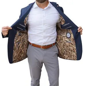 Navy Blazer with Mossy Oak Shadow Grass Blades Liner
