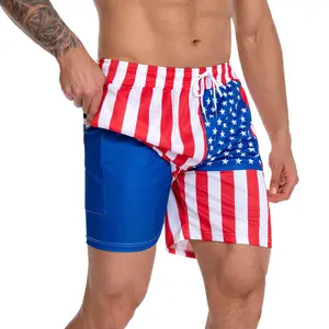 JUNBAOSS Mens Swim Trunks with Compression StretchBeach Shorts with Pockets No-Chafing BoardShorts, Breathable Fit Hawaii Beach Shorts SwimwearBathing Suits Sports Shorts