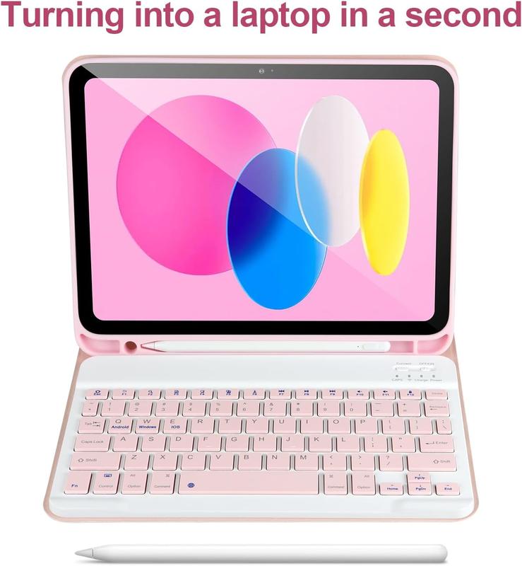 Pink keyboard case with detachable Bluetooth keyboard – for iPad 11th generation (A16 2025) and 10th generation 10.9-inch.
