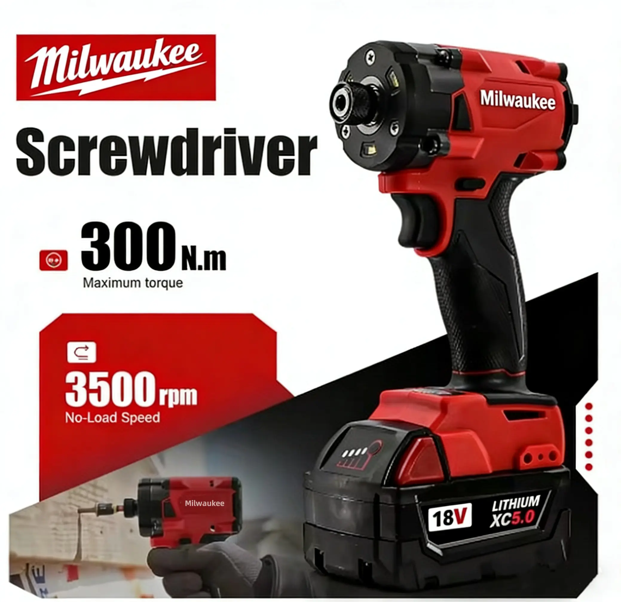 Milwaukee M18 Model Cordless Electric Screwdriver - Powerful Screwdriving Tool for DIY Users, Home Repair, Home Improvement - Shop-Mount Rotary Power Tool Hardware cargador energy powertool speed gift compact drill