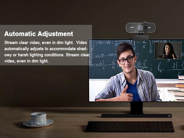 ONE LIFE 720P Full HD Webcam with Noise-Canceling Microphone Adjustable FOV Zoom USB HD Computer Camera for Corporate Video Conferencing & Calls