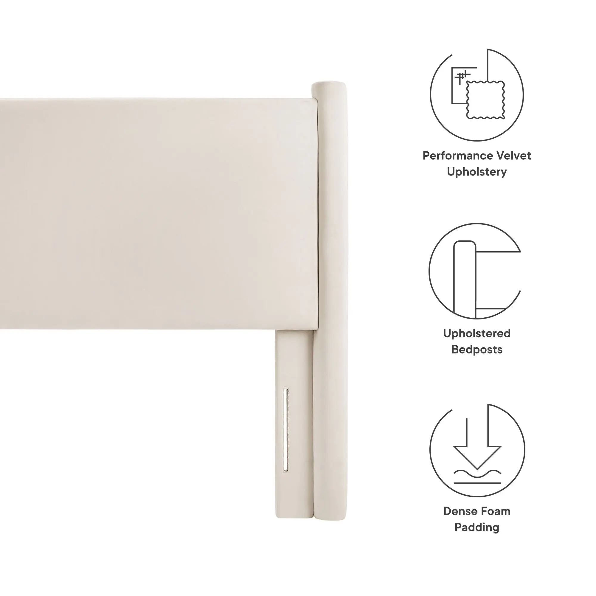 Modway Rael Performance Velvet King Headboard - Alabaster, Modern Bedroom & Guest Suite Furniture, Assembly Required Indoor Headboard