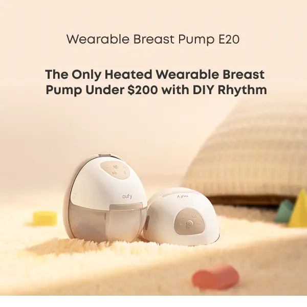eufy E20 Heating Wearable Breast Pump, Breastfeeding Supplies with 3 Heat Levels, Hands-Free Pumping, Innovative HeatFlow, App-Optimized Rhythm, Hospital-Grade Suction, Leakproof, Ultra-Slim Quiet In-Bra Nursing Pump for Outdoor Use