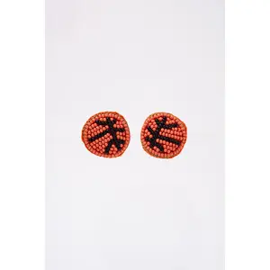 Maxi Basketball Beaded Embroidery Stud Earrings