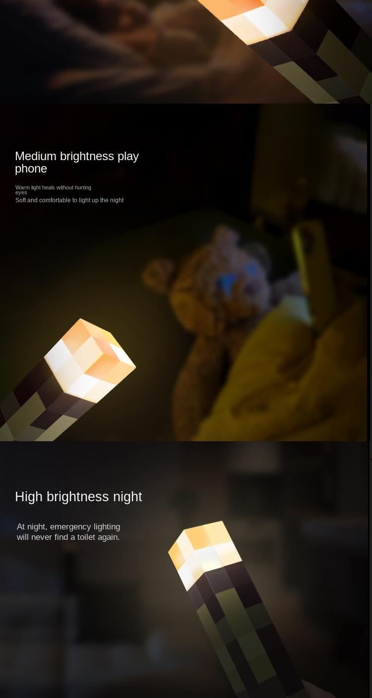 Torch Light - Luminous Wall-mounted or Handheld LED Flashlight USB Rechargeable Night Light 4 Lighting Options for Playroom and Bedroom Decoration