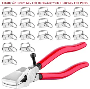50Pcs Key Fob Hardware Set, Silver Lanyard Key Fob Hardware 1 Inch with Key Fob Pliers Tool for Keychain and Wristlet Clamp Hardware Supplies - Home Improvement.