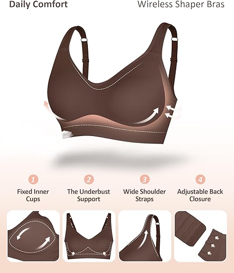 FeelinGirl Wireless Bras for Women Built-in Soft Cups no Underwire Bralettes flexible Straps Full Coverage Everyday Bras live stream#15