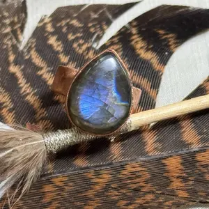 Size 6.5 Labradorite Copper Crystal Ring