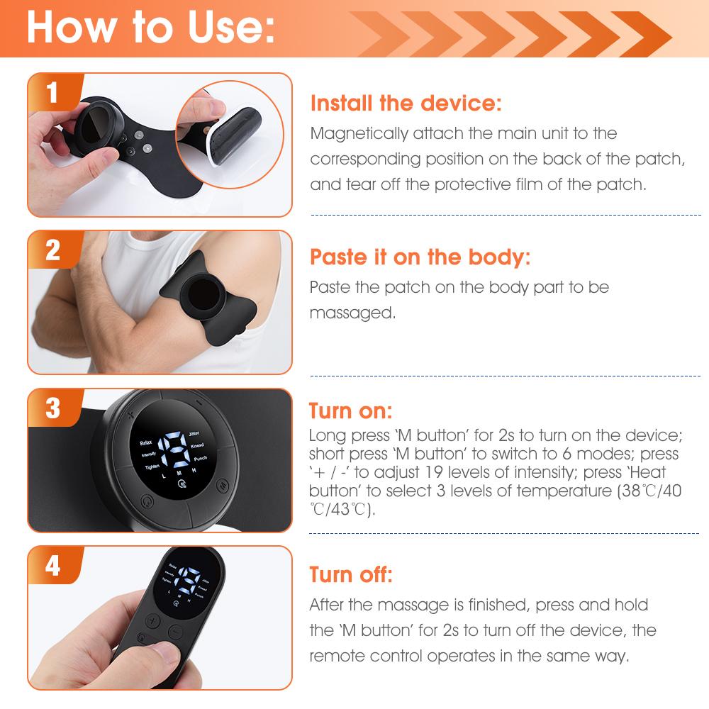 Multi-mode Pulse Massage Patch, Neck Back Pain Relief Gel Pad Wireless Pulse Massage Patch for Neck Back Muscle Relaxation