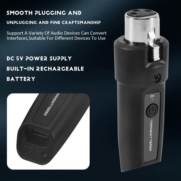 ABS Wireless Microphone System with 48V Phantom Power Wired to Wireless Handheld Dynamic Instrument Mic for Professional Audio