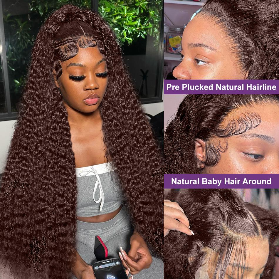 30 32 Inch Chocolate Brown Deep Wave 13x4 Lace Frontal Closure Wig Real Brazilian Human Hair Wig For Women 13x6 HD Transparent Lace Front Human Hair Wig No odor No knots Tiktokshopbacktoschool 30 32 Inch Chocolate Brown Deep Wave 13x4 Lace Frontal Closure Wig Real Brazilian Human Hair Wig For Women 13x6 HD Transparent Lace Front Human Hair Wig No odor No knots Tiktokshopbacktoschool