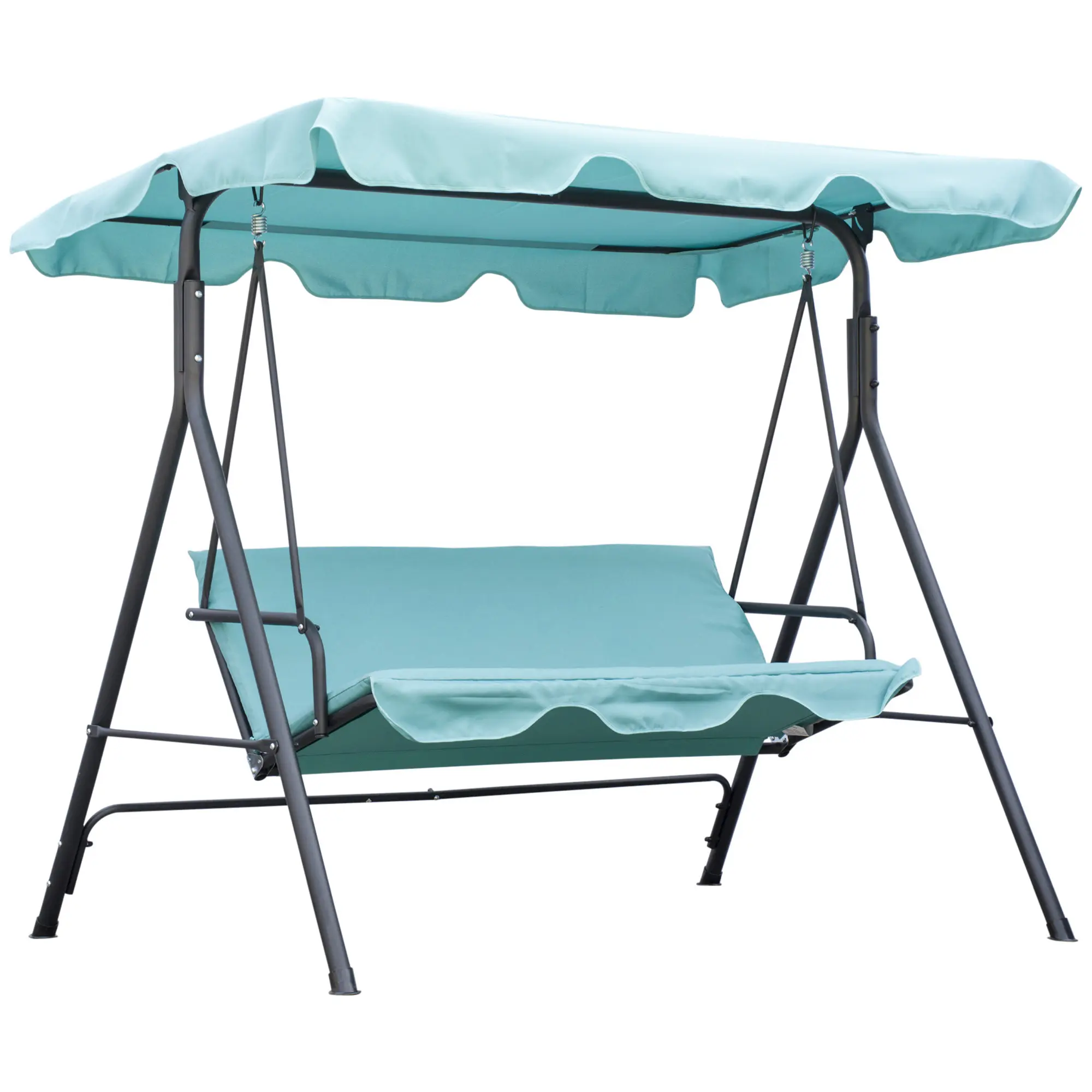 #tiktokshopbacktoschool Outsunny 3-Seat Outdoor Summervibes Patio Swing Chair with Removable Cushion, Steel Frame Stand and Adjustable Tilt Canopy for Patio, Garden, Poolside, Balcony, Backyard