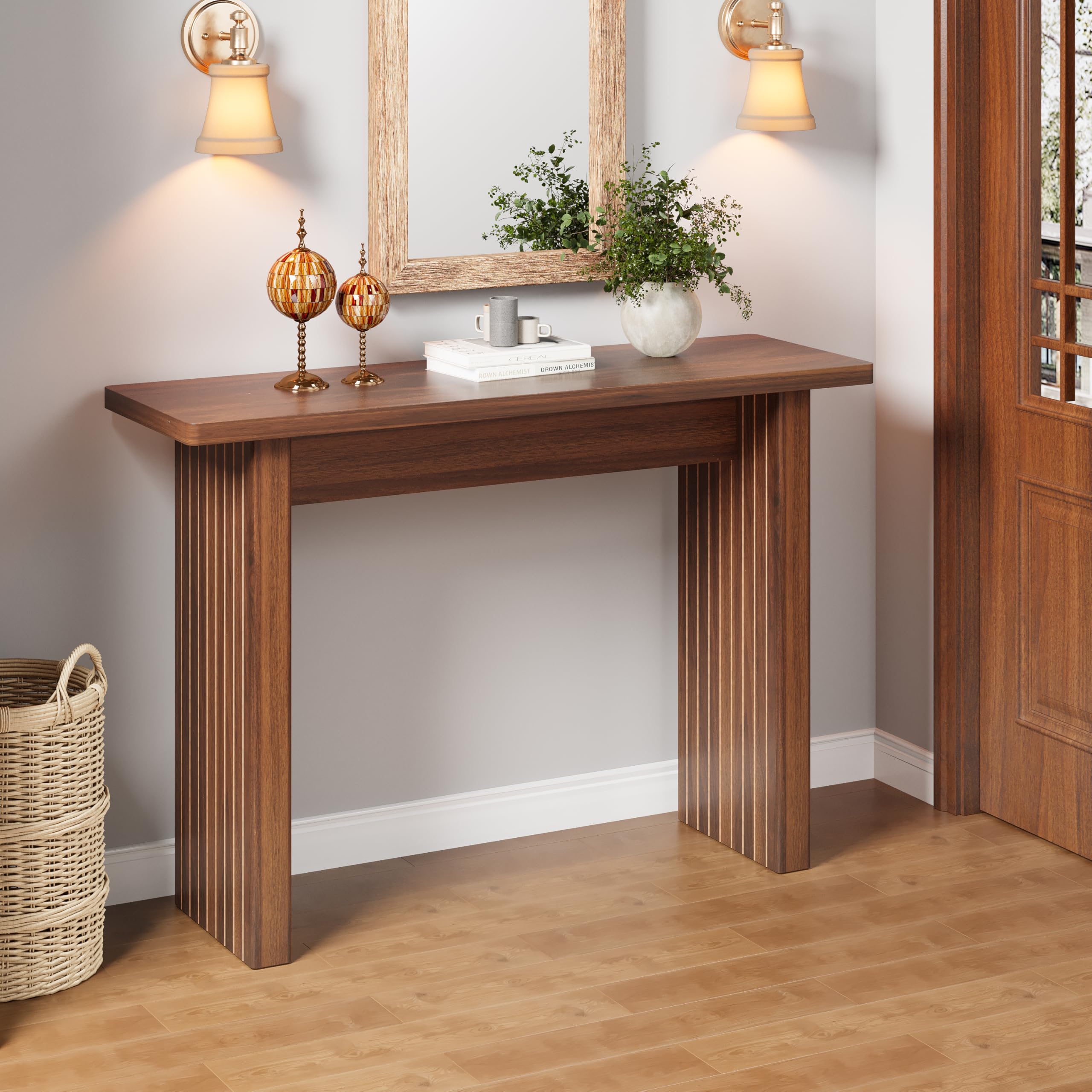 Giratree 43.3" Fluted Wood Couch Table Behind Sofa Long and Skinny for Living Room Hallway Entrance Foyer Mid Century Narrow Entryway Console Table Giratree 43.3" Fluted Wood Couch Table Behind Sofa Long and Skinny for Living Room Hallway Entrance Foyer Mid Century Narrow Entryway Console Table