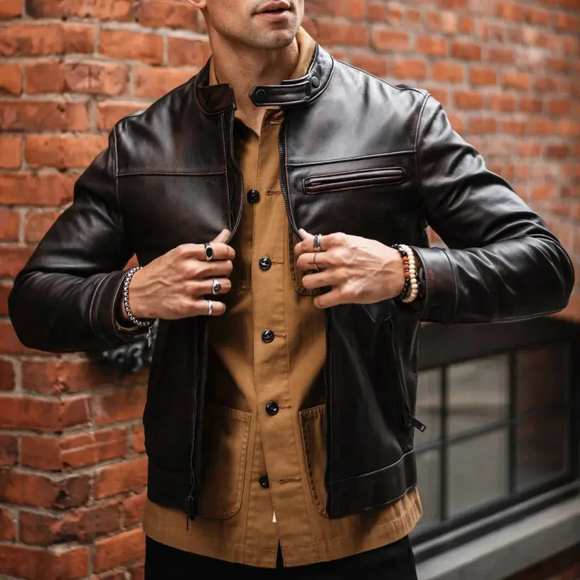 Roadster Premium Leather Jacket Coffee