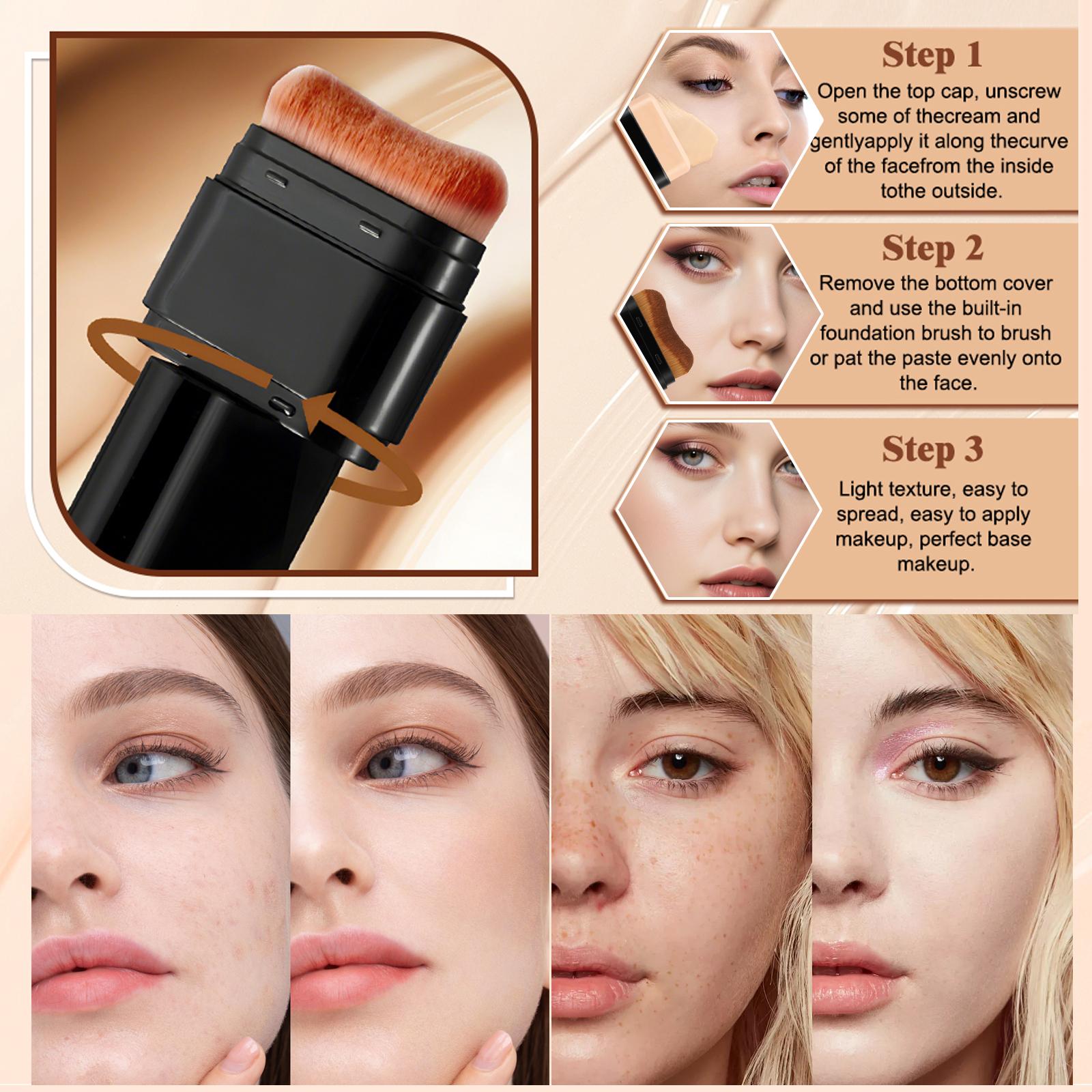 Zaidoc 7-color Dual -Ended Foundation Concealer Stick, Dual-ended with Built-in Brush, Moisturizing & Lightweight.