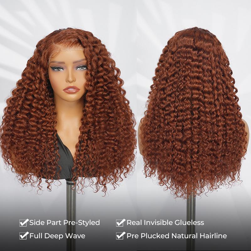 [250% Density] Alipearl Wigs Side Part Copper Color Deep Wave 13x6 Front Lace Wig Human Hair Ready To Go Glueless Wigs Pre Bleached Pre Cut Lace For Black Women#Spring 2026