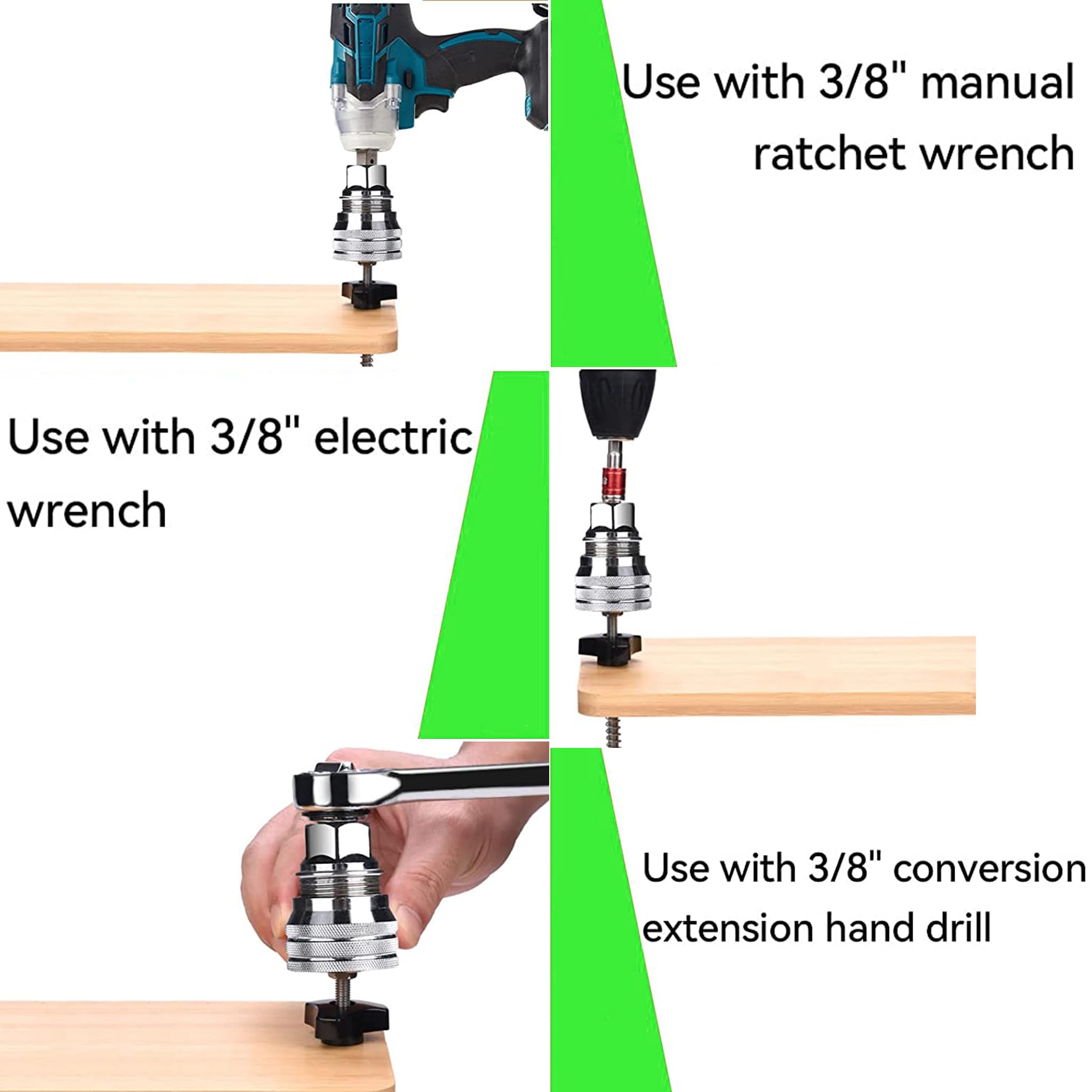 Adjustable Universal Socket Wrench, Manual Socket Wrench, Multifunctional Sleeve, 10mm-19mm Universal Sockets Tools for 3/8" Drive Ratchet Torque Wrench and Power Drill