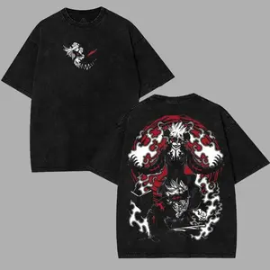 Limited Edition Human Devi Asta Black Clover Anime manga game Double Printed Washed Tee anime merch Soft graphic tee