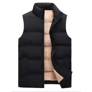 Men's Solid Zip Up Pocket Design Thermal Lined Gilet, Regular Fit Casual Stand Collar Sleeveless Outerwear for Outdoor Activities, Men's Clothes for Winter（gift）