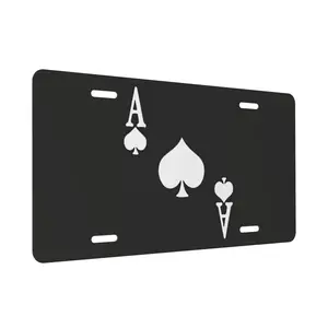Ce Of Spades Poker License Plate Aluminum Metal Car Tag Novelty Home Decoration For Women And Men 6x12 Inch